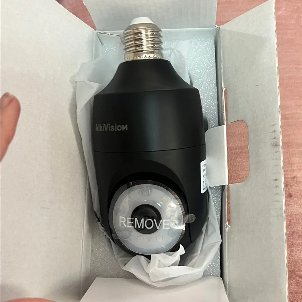 AlkiVision Black Wireless Light Bulb Camera